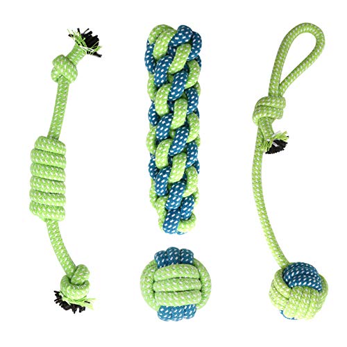 Depets 4PCS Dog Rope Toy, Assorted Pet Rope Chew Toys, Durable Rope Knot Dog Toy, Puppy Teething Playing Toys for Small an... von Depets