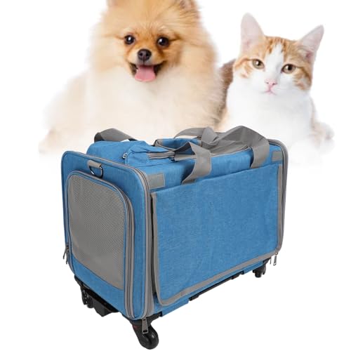 Airline Approved Pet Carrier mit Rädern, Rollende Katze Hundetrage Teleskopischer Tragegriff für Haustiere mit verstellbaren Schultergurten für kleine bis mittelgroße Haustiere von Depisuta