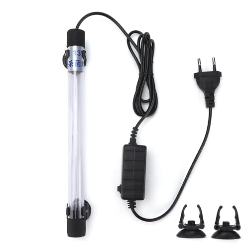 Depisuta Sauberes Aquariumlicht, Quarzglas-Aquarium-Tauchlicht, UV-Sterilisatorlicht für Aquarien mit 2 Saugnäpfen für Wassertanks, Teiche, Steingärten (EU-Stecker 220-240 V 13W) von Depisuta