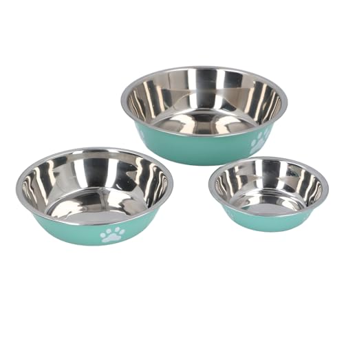 Edelstahl Metall Hundenäpfe, 3Pcs Ersatz Basic Small Dog Bowl mit Anti-Rutsch-Boden stapelbar Haustier Futter-und Wassernäpfe für kleine, mittelgroße Hunde oder Katzen von Depisuta