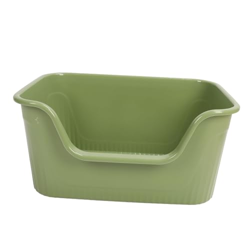 Große Katzentoilette, Große Offene Katzentoilette mit Hohen Seiten, Spritzwassergeschützte Katzentoilette mit Hohen Seiten, 21,65 X 15,35 X 10,63 Zoll, Leicht zu Reinigen (Green) von Depisuta