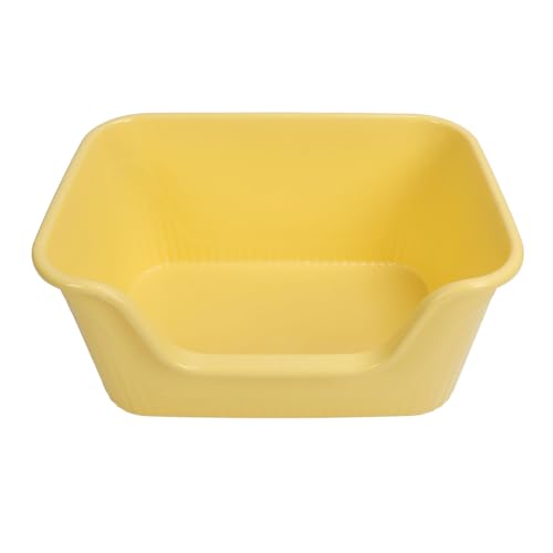 Große Katzentoilette, Große Offene Katzentoilette mit Hohen Seiten, Spritzwassergeschützte Katzentoilette mit Hohen Seiten, 21,65 X 15,35 X 10,63 Zoll, Leicht zu Reinigen (Yellow) von Depisuta