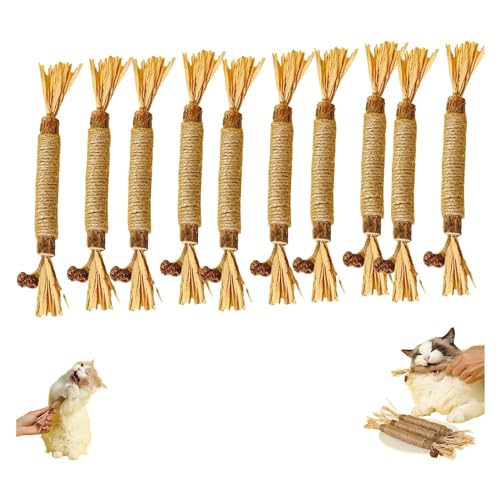 Depploo NunaPets Katzenkaustab, Nunapets Katzenkauspielzeug, Nunapets Natural Silvervine Stick Katzenkauspielzeug, Katzenkaustab, Silvervine Katzenminze, Katzen-Silbervin-Sticks für Zahnreinigung (10 von Depploo