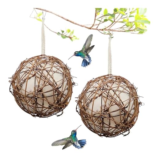 Handgefertigte Vogelhaus- und Vogelhaus-Materialien – 2024 Nistkugel-Material für Wildvögel, Kolibri-Nistkolibri-Haus, Geschenk für Vogelbeobachtung, Naturliebhaber (8 cm, 2 Stück) von Depploo