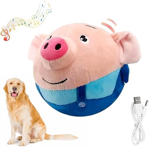 Pre Christmas Active Moving Pet Plush Toy, Interactive Dog Toy, Talking Moving Dog Toy, Washable Cartoon Pig Plush Sound Electronic Dog Toy, Shake Bounce Boredom Toy for Dogs, Cats (Blue Pig) von Depploo