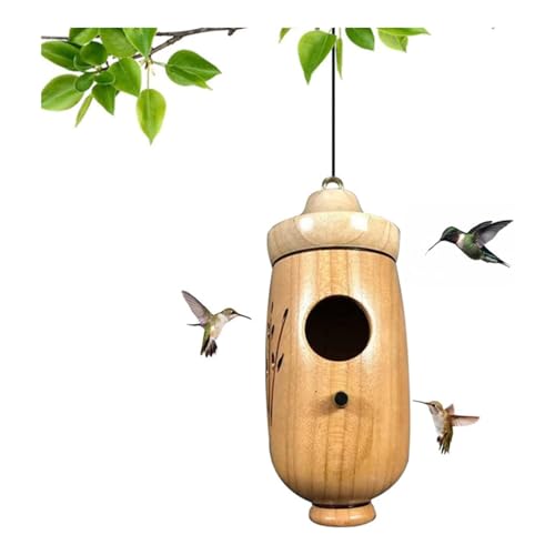 Sherem Kolibri-Haus aus Holz, Libiyi Kolibri-Haus aus Holz, Dotmalls Kolibri-Haus aus Holz, Kolibri-Haus, Geschenk für Naturliebhaber, schwingender Kolibri-Futterspender (A) von Depploo