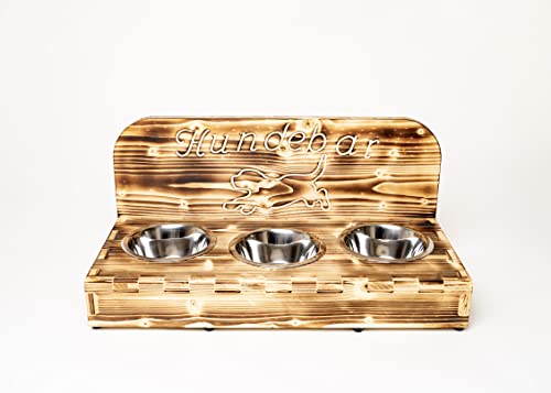 Hundebar S 3x700mL Futterhöhe 8,5cm Futterspender Maße (BxTxH): 62 cm x 28 cm x 28,5 cm Für kleine Hunde Spritzschutz Rückwand Antirutsch von Der Einschneider