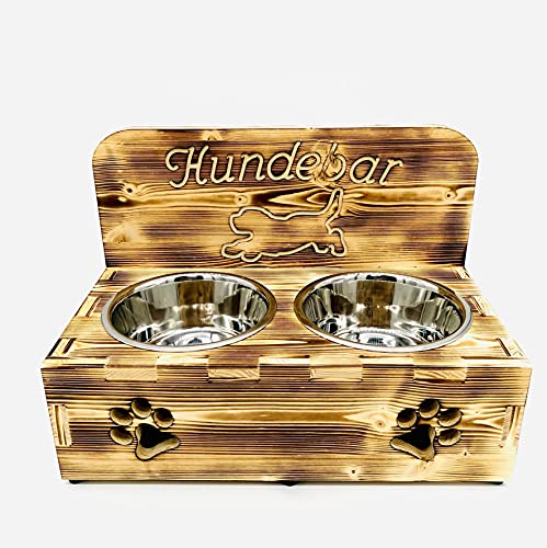 Hundebar XL 2x1600mL Futterhöhe 16cm für Mittlere bis große Hunde wie Puggle F1, Australian Shepherd, Beagle etc. rutschfest mit Spritzschutz Rückwand von Der Einschneider