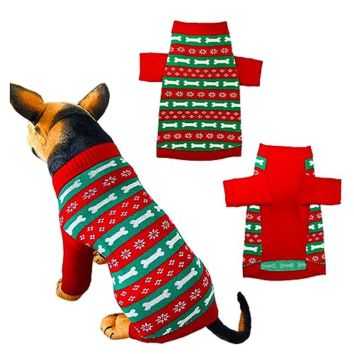 Hundeschneepullover Weihnachtshundepullover Herbst und Winter Warme Freizeitkleidung Neujahr Weihnachtspullover Kleine Hunde- und Katzenhaustierkleidung (XS)(L) von Derefine