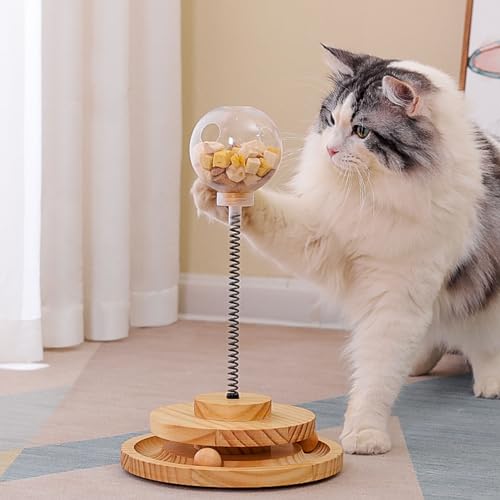 Katzen-Leckerli-Spender-Spielzeug, Haustier-Spielzeug-Leckerli-Spender, Glas, Interaktives Katzenfutter-Spielzeug, Verschüttete Futterbälle, Haustier-Futterstation, Kätzchen-Haustierbedarf für Haustie von Derefine