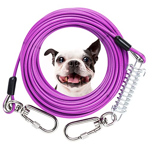 Derkriy Hundeleinen-Kabel, robustes Hunde-Läuferkabel für Hof, Hundeleinen für Hof mit drehbaren Clips, 9 m/15.2 m langes Ausspannkabel für Hunde bis zu 68 kg, Camping, draußen von Derkriy