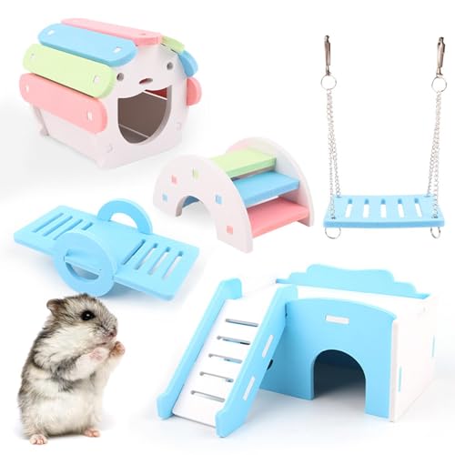 Derwrtup Hamsterspielzeug,Hamsterspielzeugset, Interaktive Hamster-Anreicherungsspielzeugkäfig-Leiterplattformen, Geruchloses Kleintierklettern, Käfigzubehör für Hamster, Kaninchen, Flughörnchen, von Derwrtup