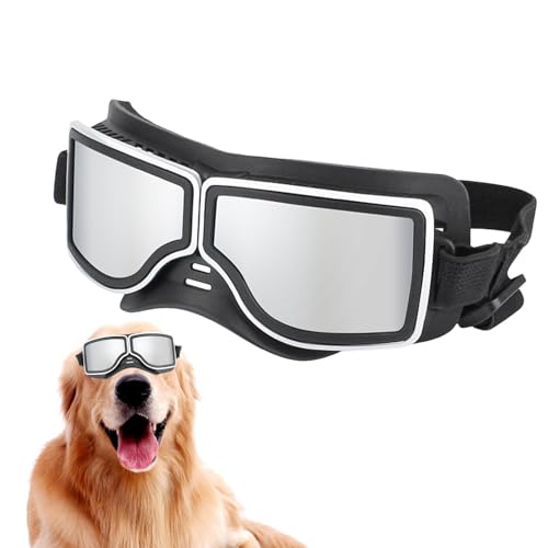 Derwrtup Haustierbrille,Hundebrille | UV-Schutzbrille mit verstellbarem Riemen für Hunde - Hundesonnenbrille, Winddicht, beschlagfrei, staubdicht, schneefest, für Reiten im Freien von Derwrtup