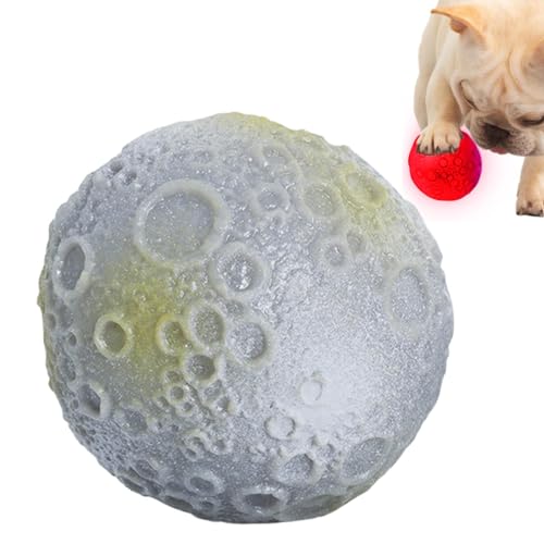 Derwrtup Interaktiver Hundespielzeugball,Interaktiver Hundeball - Hundeball blinkendes beleuchtetes Spielzeug,Leuchtendes Kauspielzeug mit Mondmuster, Hundespielzeug zur Mundpflege für Welpen und von Derwrtup