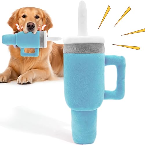 Derwrtup Kaffeetassen-Hundespielzeug, Tassenhund-Plüsch,Langlebiges Kauspielzeug für Haustiere - Quietschendes, langlebiges Plüsch-Kauspielzeug, Lösungen für das Zahnen von Welpen, interaktives von Derwrtup