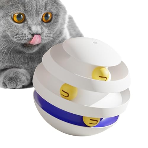 Derwrtup Katzen-Kugelbahn-Spielzeug | 3 Schichten Poly Spielzeug | Trainierendes Katzenspielzeug, lustiges Katzen-Selbstspielspielzeug zum Schutz von Möbeln, Katzen, Kätzchen von Derwrtup