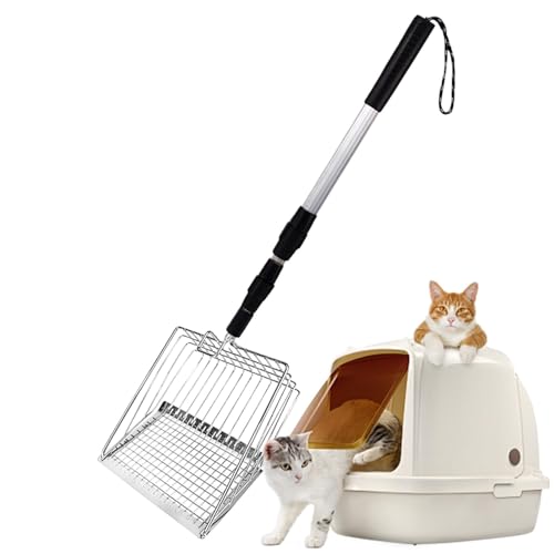 Derwrtup Katzenstreu Sifter Scoop Long Griff, Langer Griff Katzenstreu Scoop - Abnehmbare Siebenkothuhnschaufel - Verstellbares Fine Mesh Chicken Poop Scooper für große Klumpen von Multi-Cat-Familien von Derwrtup