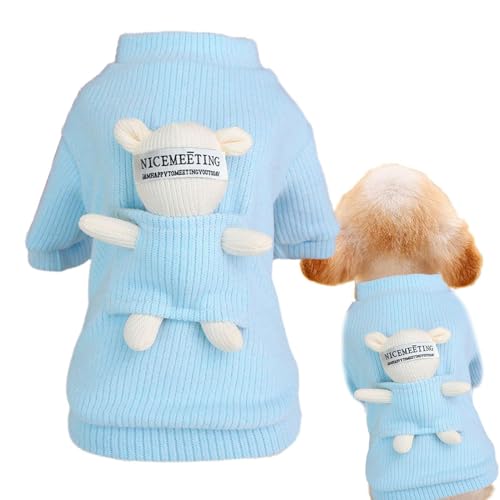 Derwrtup Rollkragenpullover für Hunde, Pullover für kleine Hunde,Winter-Welpenkleidung mit Bärenpuppe | Rollkragen verdicken gemütliche Jacke für große Katze gestrickte Haustier Kostüm Kleidung von Derwrtup