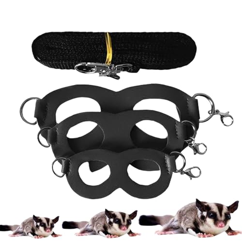 Derwrtup Walking Hamster Rope,Sugar Glider Trainingsseil - Meerschweinchen-Gehseil - Sugar Glider-Geschirr und Seil-Set, Haustier-Zugseil für Sugar Glider, Eichhörnchen, Hamster, Reptilien, Chinchilla von Derwrtup