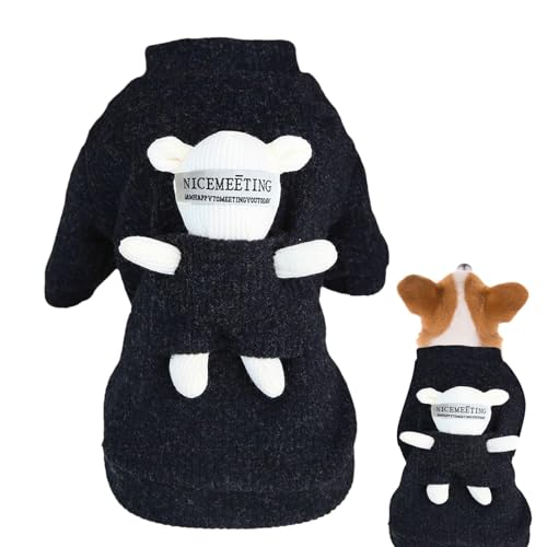 Derwrtup Winter-Hundepullover, Rollkragen-Hundepullover | Haustierpullover mit Bärenpuppe - Schöner Stil, dick, strickend, warme Haustierkleidung für Foto-Requisiten von Derwrtup