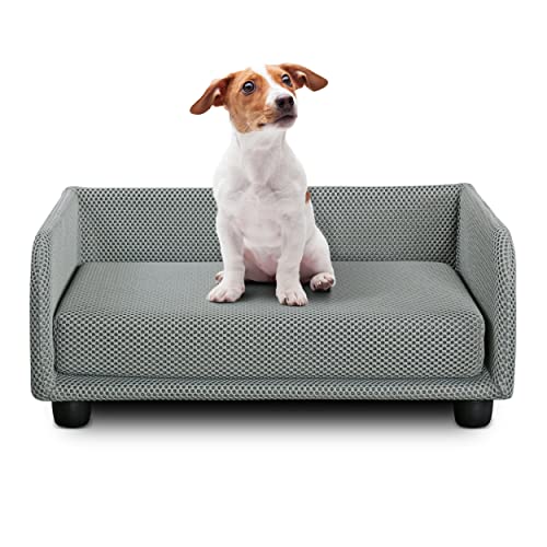 DESHOME - Hundebett klein abnehmbares Hundebett aus wasserabweisendem Stoff, strapazierfähig, antibakteriell, 70 x 50 x 28 cm, grau von Deshome