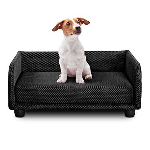 Deshome - Hundebett für den Innenbereich, klein, abnehmbares Hundebett aus wasserabweisendem Stoff, strapazierfähig, antibakteriell | Hundebetten 70 x 50 x 28 cm Schwarz von Deshome