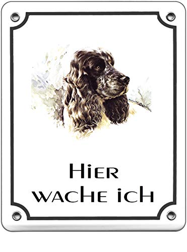 Cocker Spaniel-Emaille-Schild-120 x 100 mm-Hundeschild-Türschilder-Hund-Tiere-Email-Hinweisschild-Warnschild von Desi-Schilder