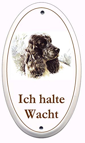 Cocker Spaniel-Emaille-Schild-170 x 100 mm-oval-Hundeschild-Türschilder-Hund-Tiere-Email-Hinweisschild-Warnschild von Desi-Schilder