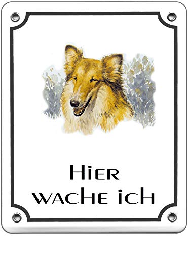 Collie -Emaille-Schild-120 x 100 mm-Hundeschild-Türschilder-Hund-Tiere-Email-Hinweisschild-Warnschild von Desi-Schilder