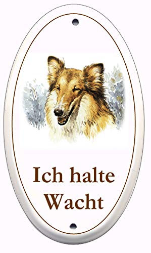 Collie-Emaille-Schild-170 x 100 mm-oval-Hundeschild-Türschilder-Hund-Tiere-Email-Hinweisschild-Warnschild von Desi-Schilder