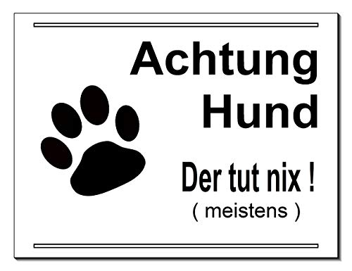 Desi-Schilder Achtung Hund-Hundeschild-3 Größen-Warnwschild-Hinweisschild-Tierschild 86 (300 x 200 x 3 mm, Alu. mit Löcher) von Desi-Schilder