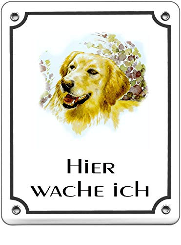 Desi-Schilder Retriever-Emaille-Schild-120 x 100 mm-Hundeschild-Türschilder-Hund-Tiere-Email-Warnschild von Desi-Schilder