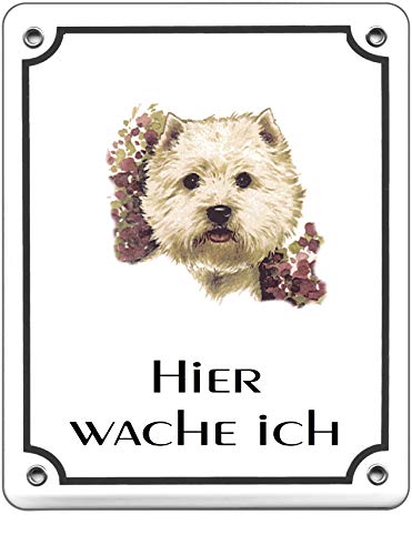 Westhighland Terrier-Emaille-Schild-120 x 100 mm-Hundeschild-Türschilder-Hund-Tiere-Email-Hinweisschild-Warnschild von Desi-Schilder