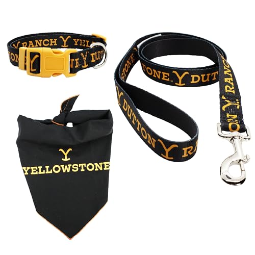 design LAB, Inc. Yellowstone Dutton Ranch Hundehalsband, Leine und Bandana, offizielles Lizenzprodukt, Country-Western-Zubehör-Set für kleine Hunde von Design LAB Inc.