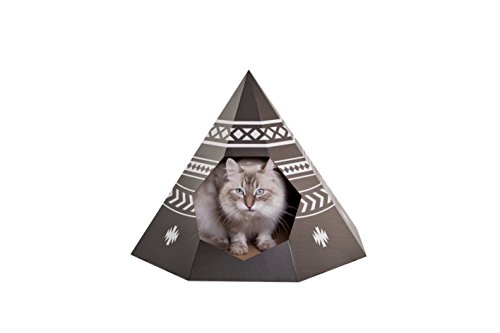 Cat Tipi Black - Design Katzenhöhle aus Hochwertigem, stabilem Karton l 100% natürliches Material l Gratis DIY Kratzbaum Pad, Traumfänger Spielzeug, Catnip. von Design for pussies