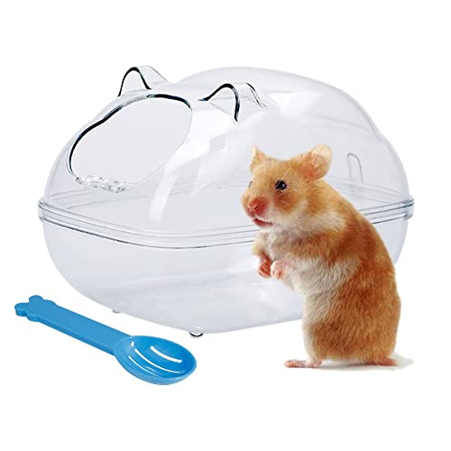 Hamster Sand Badezimmer, DesignerBox Sandbad Behälter für Hamster, Große Transparente Hamster Toilette Kunststoff Hamster Badezimmer Sauna Badewanne mit Schaufel für kleine Haustierkäfig-Zubehör (groß) von DesignBox