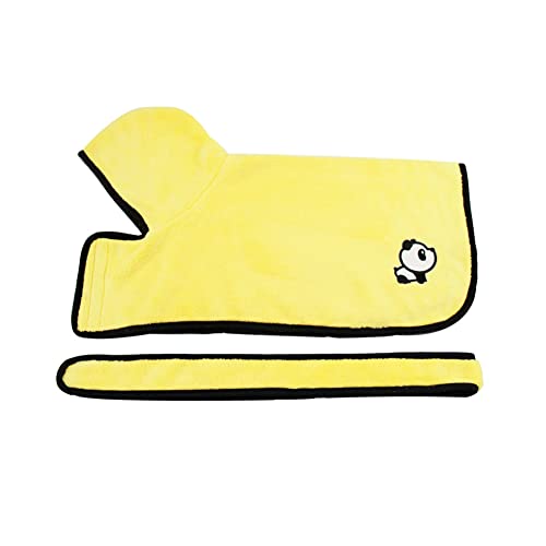 Deswtrer Hunde Bademantel Handtuch Hund Trocken Mantel Mikrofaser Schnell Trocknend Super Absorbierendes Haustier Hund Katze Bademantel Handtuch,L Gelb von Deswtrer