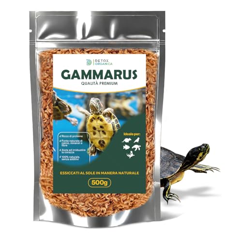 Gammarus Wasserschildkrötenfutter Wasserschildkröten-500g-Wasserschildkröten-Futter-Garnelenfutter für Wasserschildkröten-100% natürlich-ohne ZusatzstoffeEiweiß-, Kalzium-, Mineralstoffe von Detox Organica