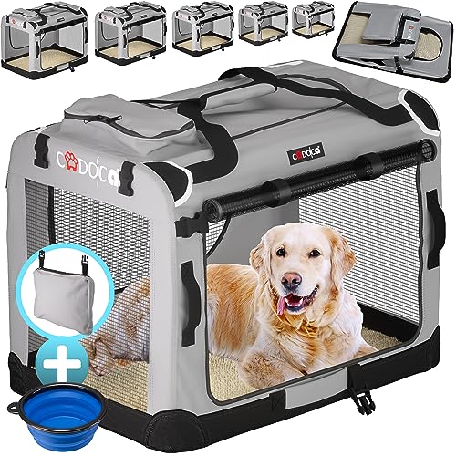 CADOCA® Hundebox Hundetransportbox faltbar robust M 60x42x44cm atmungsaktiv Transporttasche Haustiertransportbox Hundetragetasche Grau von Cadoca