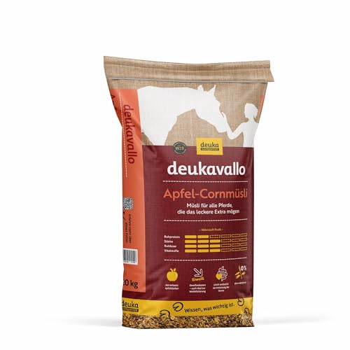 deukavallo Apfel-Cornmüsli 20 kg | Pferdemüsli | Pferdefutter | Eiweißreduziertes Pferdemüsli mit leckerem Apfel | Pferde Ergänzungsfutter von Deukavallo