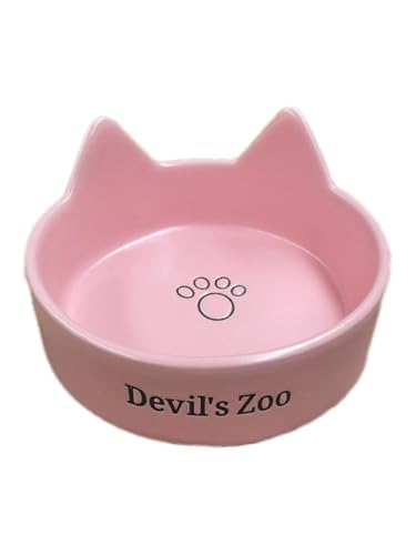 Devil's Zoo Futternapf Keramik Universal Haustier Futternapf und Trinknapf für kleine und mittelgroße Katzen und Hunde Niedliche Katzenohren Nichtmetall Langlebig Rosa von Devil's Zoo