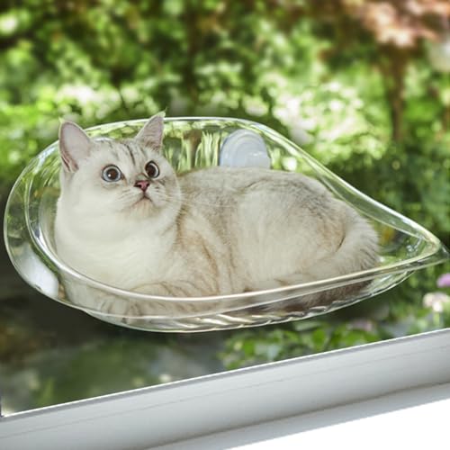 Devopet Katzen-Fensterstange, schnurlos, transparent, Katzenfenster-Hängematte, Sicherheitskatzen-Innenmöbel, einfach zu installierendes Katzenbett für große Katzen und Kätzchen von Devopet