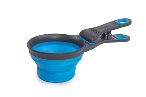 Dexas Pets Faltbare KlipScoop Trockenfutterschaufel und Hundefutterbeutel-Clip, 1 Tasse, Blau von Dexas