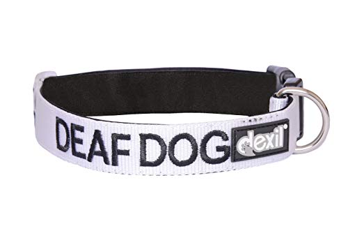 Deaf Dog Hundehalsbänder (Hund hat eingeschränkt/kein Gehör), weiß, farbcodiert, S-M, L-XL, verhindert Unfälle, indem andere Ihres Hundes im Voraus gewarnt Werden (L-XL) von Dexil