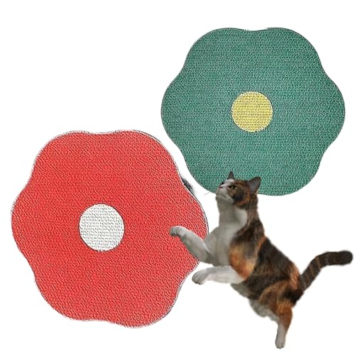 Blumenkratzmatte für Katzen an der Wand, Katzen-Wandkratzer Wellpappe, Anti-Kratz-Möbelschutz, Kratzer, Katzenmöbelschutz, Katzenkratzmatte für Wand Boden (Rot + Grün) von Deysen