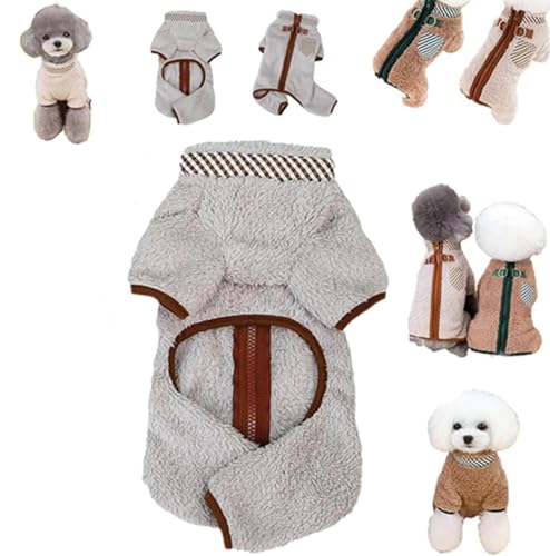 Hunde-Fleecejacke, Doppelring-Thermokleidung, für kleine Hunde, Fleecepullover, Hunde-Fleecejacke, Winter-Hunde-Reißverschluss, Thermokleidung, Hundepullover mit Leinenring (Grau, L) von Deysen