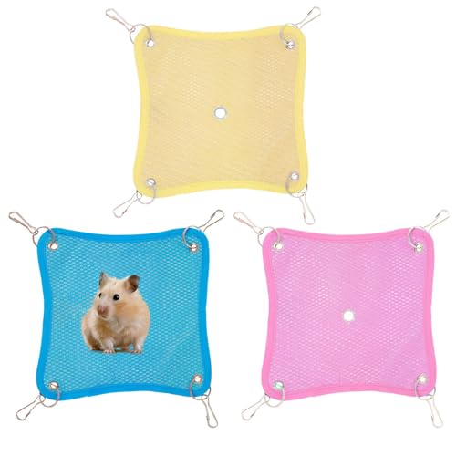 Dfstvup Hamster Hängematte für Käfig - 3-Fach Mesh Belüftete Hängematte für Eichhörnchen | Leichtes & Schnelltrocknendes Schlafkissen für Kleintiere wie Chinchillas und Eichhörnchen Dfstvup Hamster Hängematte für Käfig - 3-Fach Mesh Belüftete Hängematte für Eichhörnchen | Leichtes & Schnelltrocknendes Schlafkissen für Kleintiere wie Chinchillas und Eichhörnchen von Dfstvup