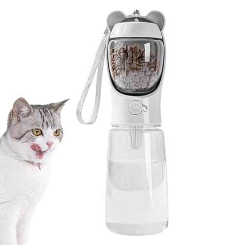 Dfstvup Hundewasserflasche mit Futterschüssel, 2 in 1 Hundwasserflasche | 2 In 1 Hundefutter integrierter Trinkbrunnen,Hundereisen Accessoires, Haustier Wasserspender für Gehen von Dfstvup