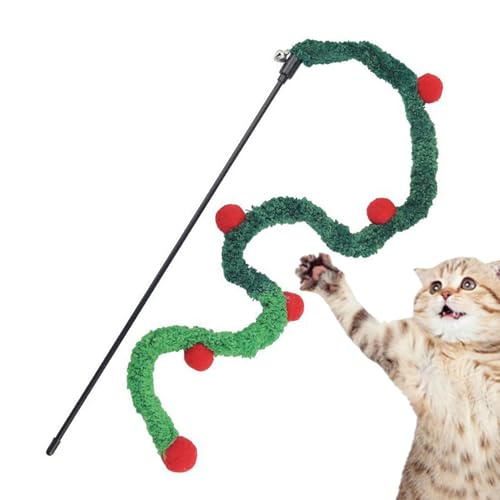 Dfstvup Weihnachts-Katzen-Zauberstab-Spielzeug, Weihnachts-Katzen-Teaser - Interaktives Katzen-Zauberstab-Spielzeug für Haustiere,Haustier-Teaser, attraktive Plüsch- und Bunte von Dfstvup