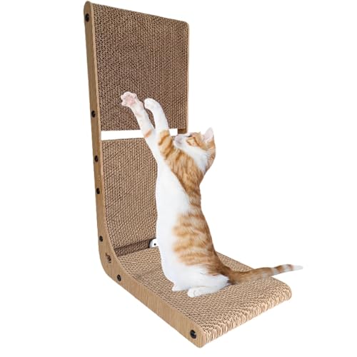 Cardboard Cat Scratcher, L-förmiges Katzenkratzer, vertikales Kätzchen-Kratzer, Wandmontierbar, fördert EIN gesundes Kratzerverhalten, 39x26x60 cm für kleine Katzen und Kätzchen von Dgayaeic